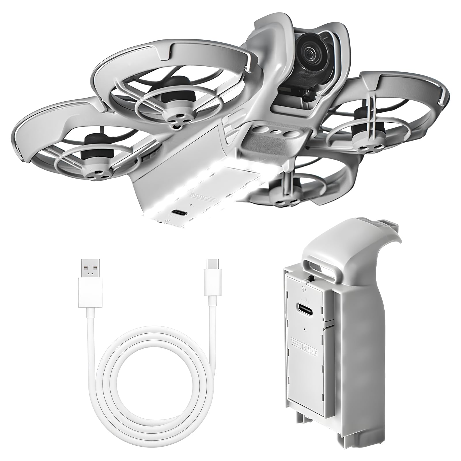 Craznick Landing Gear for DJI Neo - Drone Battery Protector Cover and Night Flight Light Landing Legs 2 in 1 Kit for DJI Neo Accessories