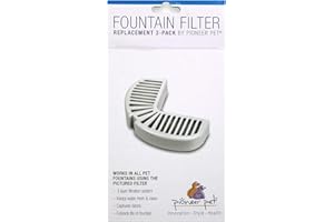 Pioneer Pet Replacement Filters for Ceramic & Stainless Steel Fountains, Raindrop Filters (3 Filters),White