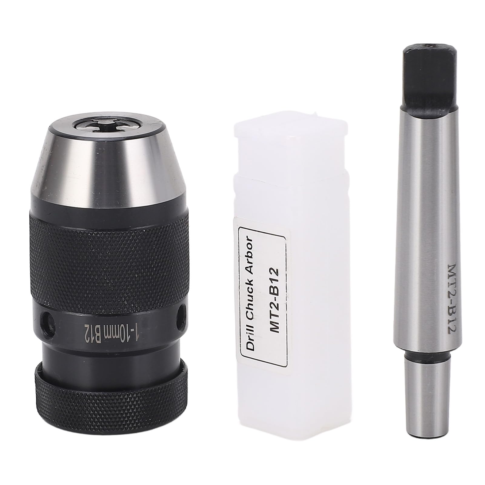 BORDSTRACT Drill Chuck, 1 to 10mm B12 Self Tightening Keyless Drill Chuck with MT2 to B12 Arbor for Various Drilling Machines