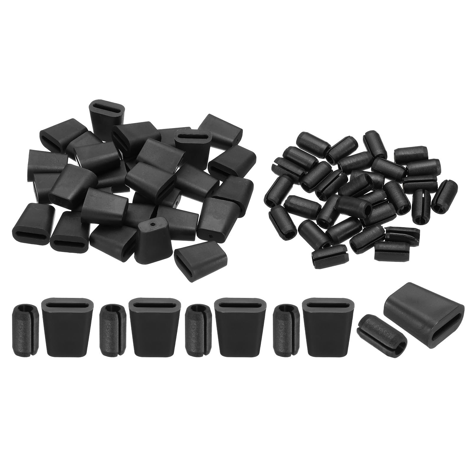 PATIKIL Kitchen Sink Rack Feet, 30Set 19 x 18 mm Rubber Square Sink Protector Feet with 7mm ID x 10mm OD Bumpers Cover for Sink Rack Grid Replacement Parts, Black