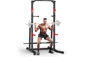 CDCASA Power Squat Rack Cage, Adjustable Power Cage, Multi-function Power Tower with Pull Up Bar, Power Zone Rack Stand for Home Gym