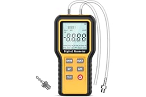 Manometer Gas Pressure Tester, Digital HVAC Manometer Dual-Port Air Pressure Meter with Backlight and Data Record Function, P