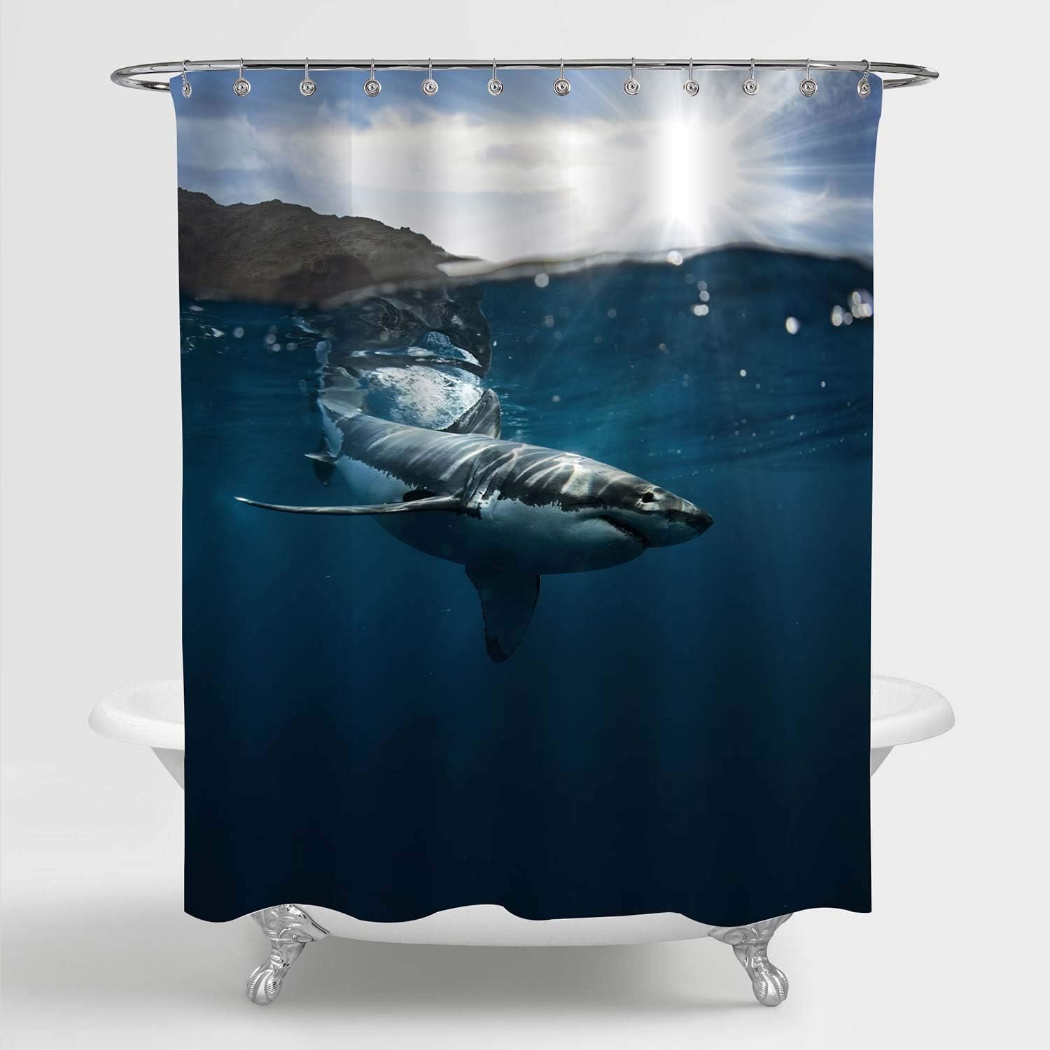 Amazoncom Mitovilla Great White Shark Shower Curtain Amazoncom Mitovilla Great White Shark Shower Curtain