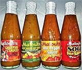 Matouks Hot Sauce Variety-4pk 10 OZ (WEST INDIA HOT SAUCE 10 OZ / CALYPSO HOT SAUCE 10 OZ / SOCA HOT SAUCE 10 OZ / HOT PEPPER SAUCE 10 OZ)