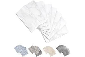 Yipscazo Peel and Stick backsplash 3 x 6 Inches 3D PVC Composite Wall Tile Stick on Backsplash Tile for Kitchen Bathroom, Laundry Room, Fireplace(Bright Kara White Stone, 100 Pieces)