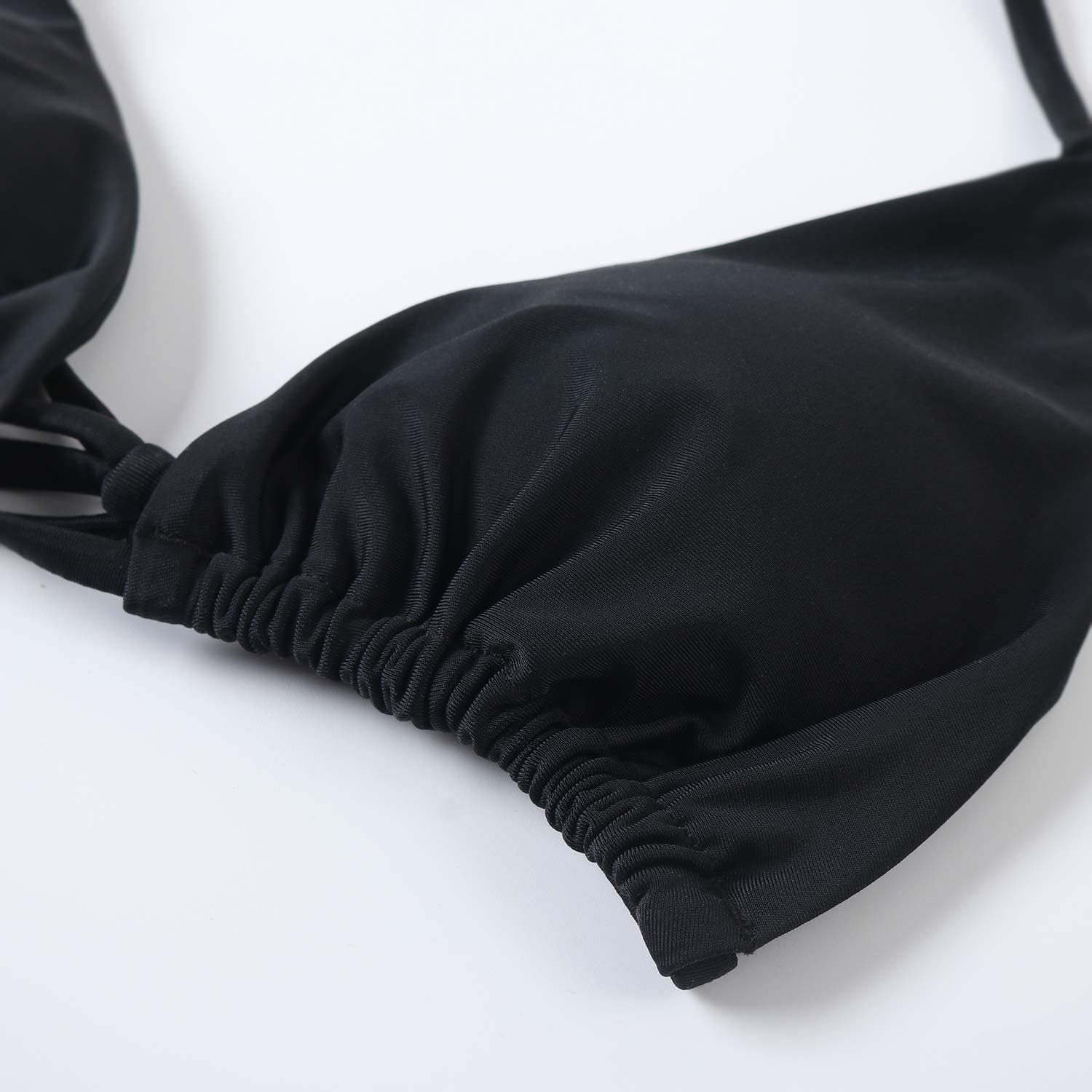 MOSHENGQI Women Sexy Brazilian Bikini 2 Piece Spaghetti Strap Top Thong Swimsuit Bathing Suit(S,0Solid Black) - Image 8