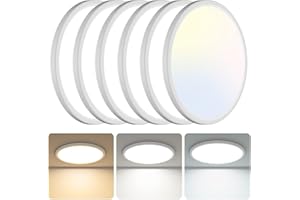 libtit 6 Pack 13 Inch LED Flush Mount Ceiling Light, 3200LM 28W Ultra-Slim LED Ceiling Lights, 3000K/4500K/6000K Selectable Light Fixture for Bedroom, Kitchen, Bathroom, Hallway - White