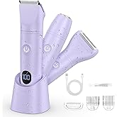 Bikini Trimmer Electric Razors for Women,3 in 1 Body Hair Removal Kit for Face,Pubic,Arm, Leg, Armpit, Bikini Trimmer,Painless IPX6 Waterproof Rechargeable Portable Lady Shavers Wet & Dry Gifts