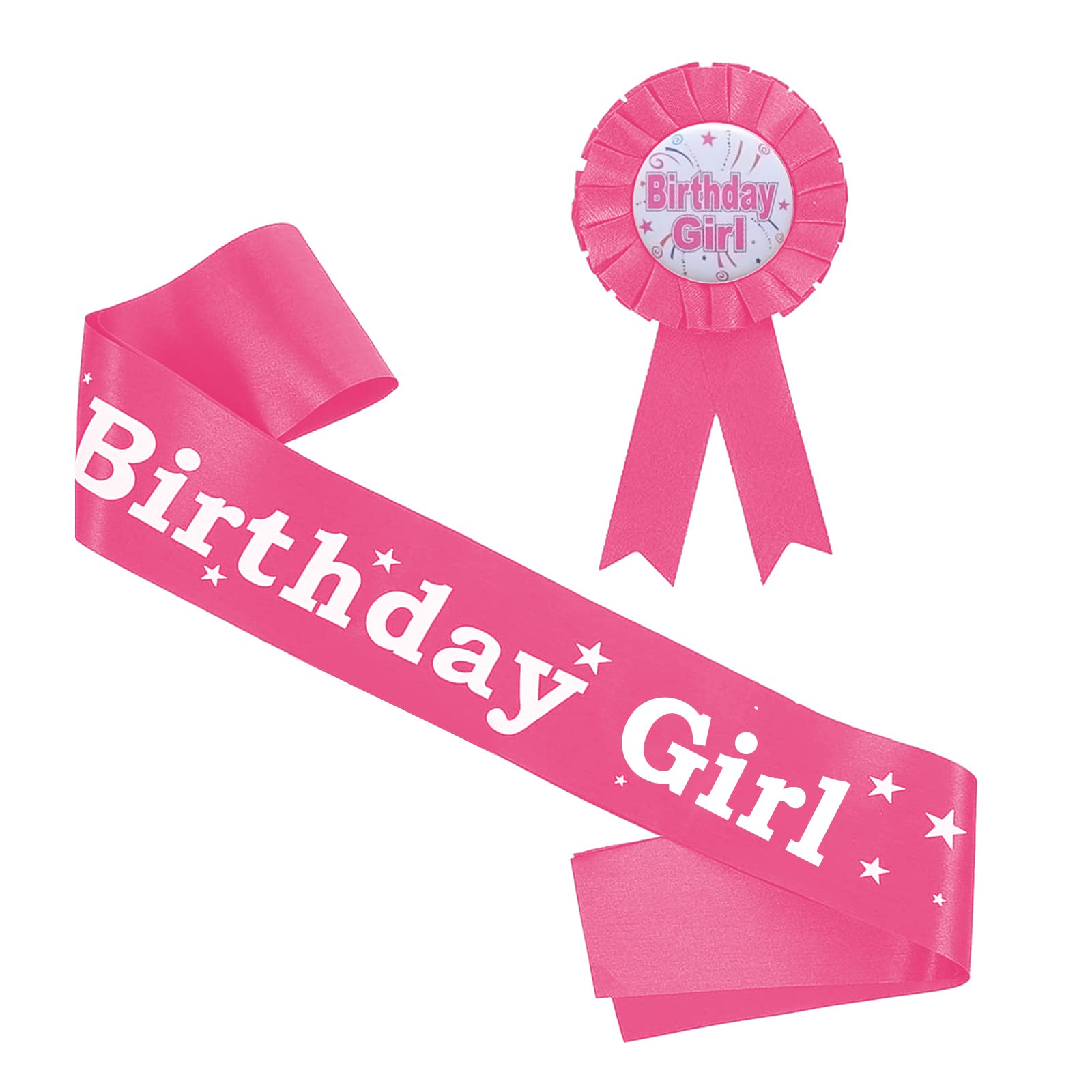 Lahviuu Birthday Girl Sash & Badge Set for Kids Red Princess Birthday Ribbon Waist Sash Girls Party Decorations & Gifts