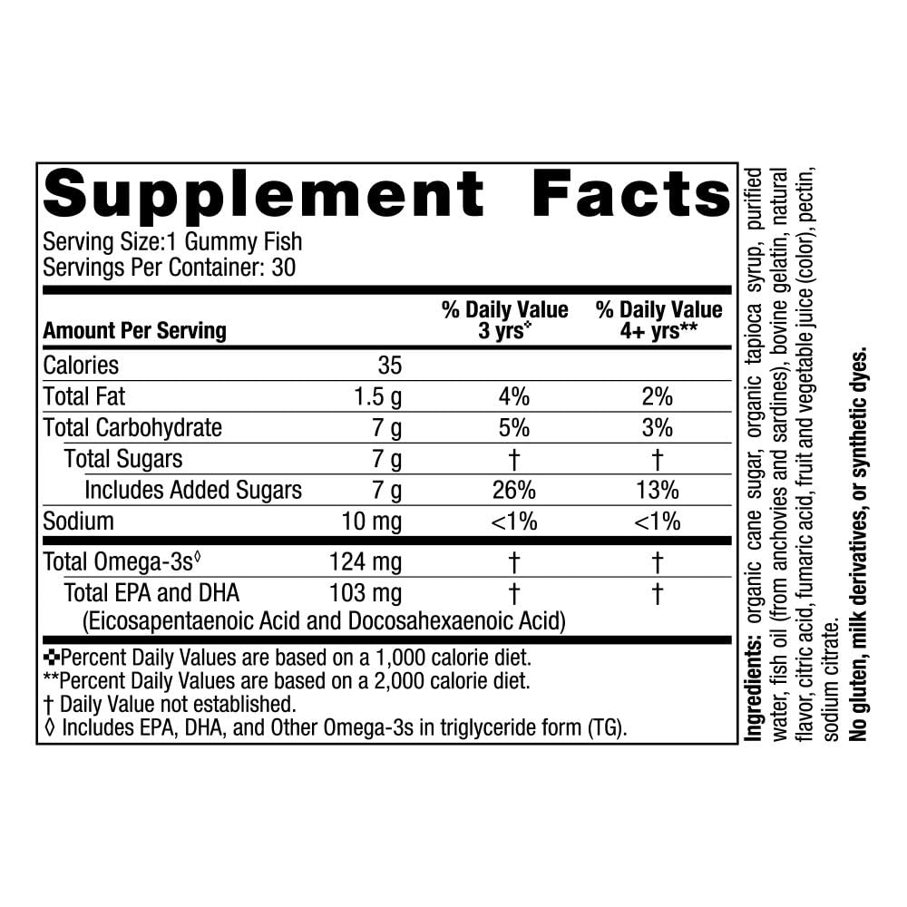 Nordic Naturals Nordic Omega-3 Gummy Fish, Tangerine - 30 Gummy Fish - 124 mg Total Omega-3s with EPA & DHA - Non-GMO - 30 Servings