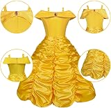 Vicloon Princess Costume Dress 9 Pcs Girls Yellow with Crown Wand Accessories view 2