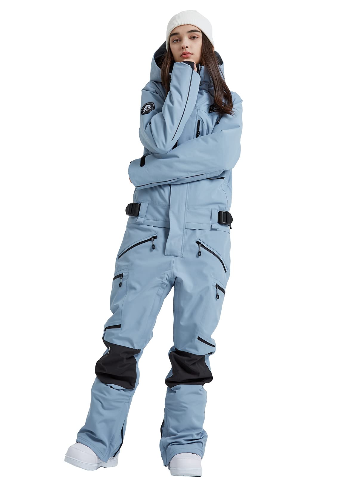 Photo 1 of Women and Men's Ski Suits One Piece Jumpsuit Winter Outdoor Waterproof Warm Snowsuits(72blue,S)