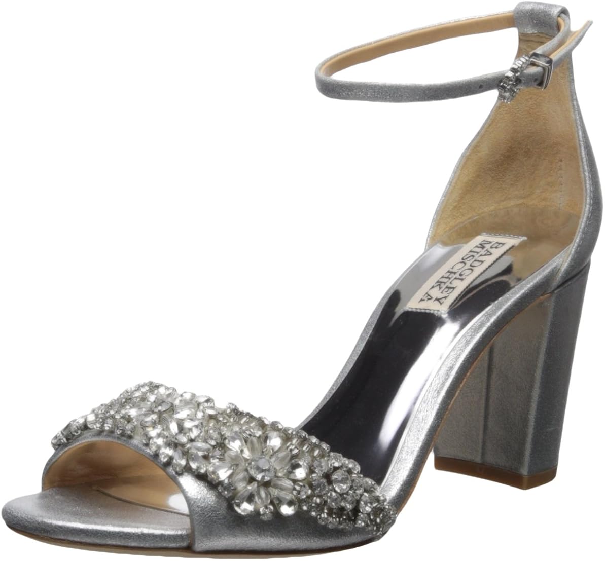 badgley mischka silver heels