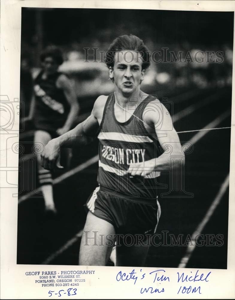 Historic Images - 1984 Press Photo Tim Nickel, Oregon City Pioneer, 100 Meter Dash