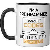 I'm a programmer i write code i turn coffee into code Ceramic Mug, Black/White, 11oz