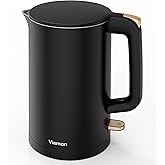 Electric Kettle, 1.7L Double Wall Stainless Steel Cool Touch, Water Boiler & Heater, 1500W Hot Tea Pot, Auto Shut-Off & Boil 