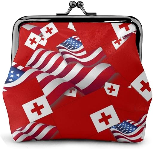 Amazon がま口 小銭入れ アメリカの国旗とトンガの国旗 財布 コインケース レディース 収納バッグ 革 大容量 柔らかい 高級 丸形 軽量 便利 通勤 通学 Mieryou 財布