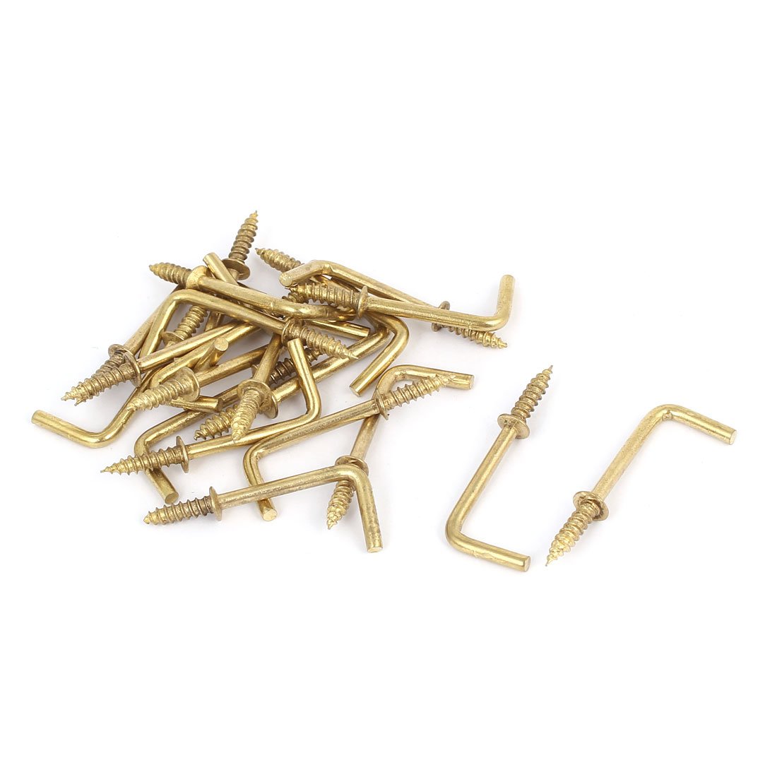 Sourcingmap 39mm x 14mm L Shaped Shoulder Screw Dresser Dress Cup Hook Hanging Hanger 20PCS