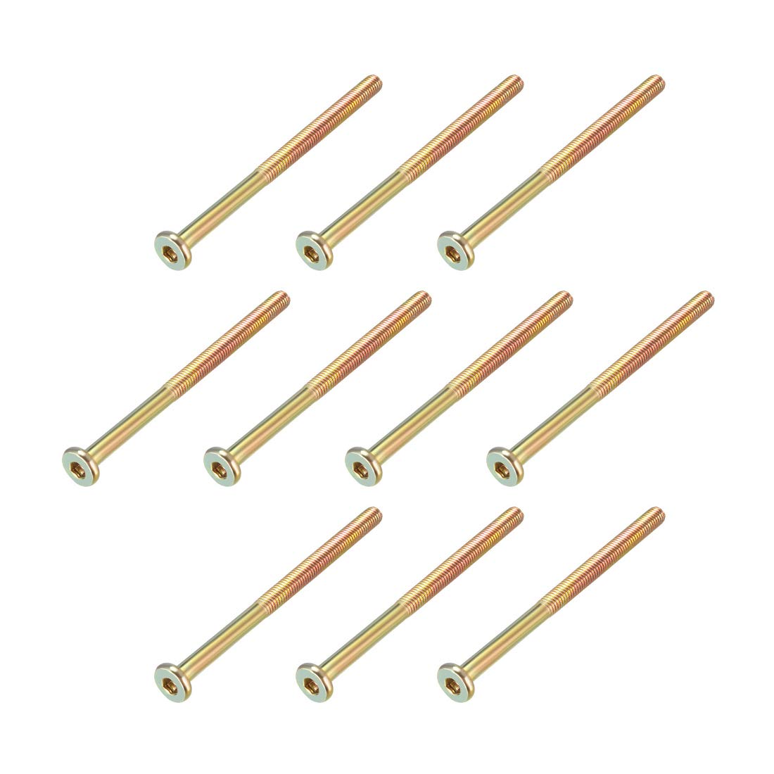 sourcing map M6x90mm Furniture Screw Hex Socket Machine Screws Zinc Plated Fasteners Bolts Half Thread Carbon Steel 10Pcs