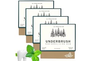 ARASMO Underbrush Remineralizing Chewing Gum, 2025 NEW Organic Natural Mastic Mint Underbrush Gum Sugar Free Freshen Breath for Teeth & Gum Health Enamel Care 4 Boxes (4 Boxes, 2025 Mastic Mint)