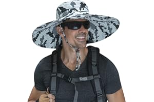 HUAMULAN 6" Super Wide Brim Sun Hats, Men and Women Bucket Hat for Fishing Hiking Garden Lawn Work Safari Camping Outdoor