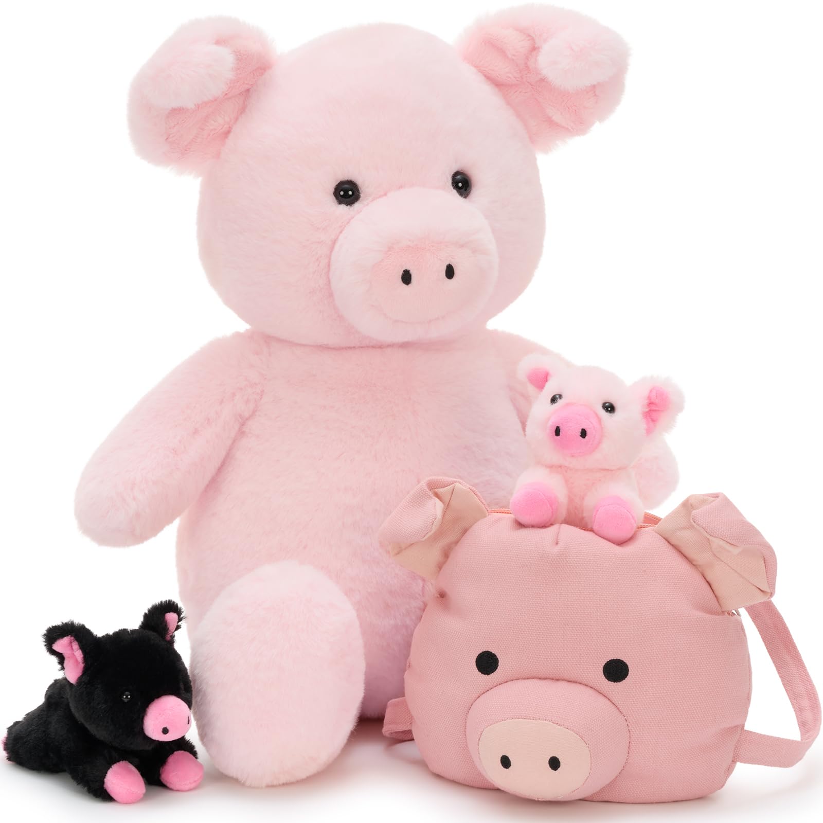 MorisMos 53cm Big Pig Teddy with Baby Inside, Large Pink Cuddly Pig Plush Soft Toys, Giant Fluffy Stuffed Animal Gift for Kids Birthday