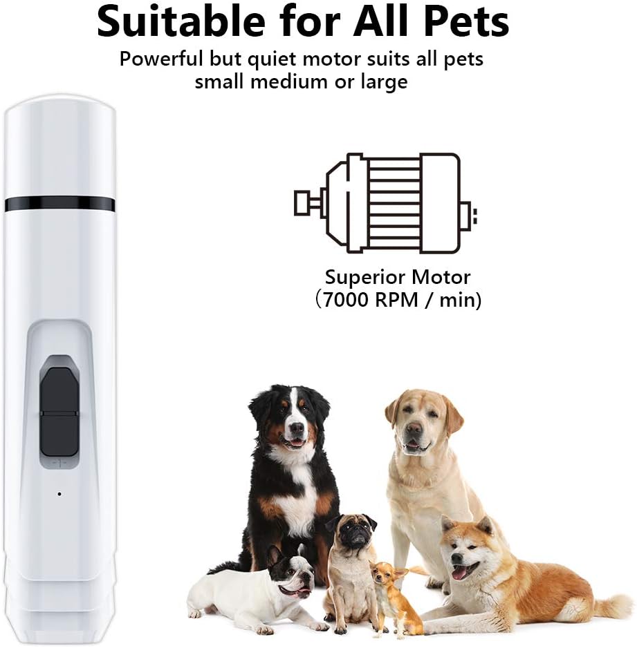 DELOMO Pet Nail Grinder for Dogs & Cat Quiet, 2 Speed and 3 Ports Nail Grinder, Electric Dog Nail Trimmers, Portable and Rechargeable Dog Nail Grinder for Large Dogs, Trimming your Pets Nail Smoothing