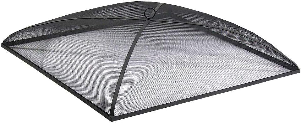 Sunnydaze Fire Pit Spark Screen Cover - Outdoor Heavy Duty Steel Square Firepit Lid Protector - Black Metal Mesh Fire Pit Replacement Accessory - 30 Inch