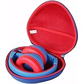 adada Hard Travel Case for iClever HS19 / iClever BTH12 Kids Headphones (outer Blue + Inner Red)