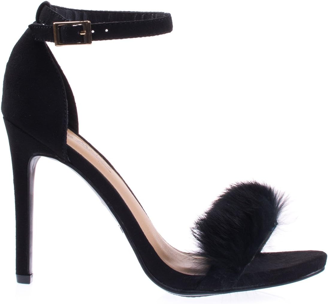 Anne Michelle Fluffy Faux Feathery Fur High Heel Dress Sandal