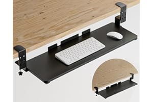 Foandbevi Large Keyboard Tray Under Desk, Adjustable Keyboard Tray with C-Clamp Hardware 29.5″ W x 9.5″ D Slide Out Computer Keyboard & Mouse Tray for Typing Home Office Black