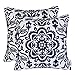 Pack of 2 Mika Home Embroidery Floral Geometric Accent Sofa Pillow Case Throw Pillow Cover for 18X18