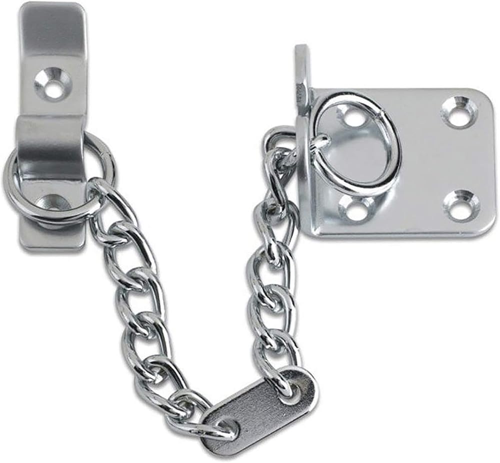 XFORT Polished Chrome Door Chain Narrow Design External Internal Restrictor