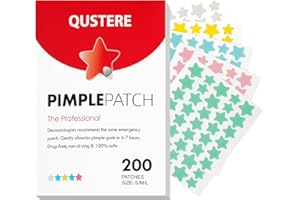 QUSTERE Pimple Patches for Face, Hydrocolloid Acne Patches, Cute Star Zit Covers, Colorful Spot Stickers with Tea Tree, Salicylic Acid & Cica Oil| 3 Sizes (10mm, 12mm & 14mm) |200 Count