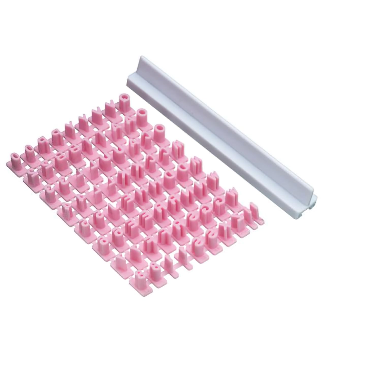 KitchenCraft Sweetly Does It Fondant Letter Cutters, Plastic, Cake Decorating Set with 73 Alphabet Icing Embosser Stamps, Pink