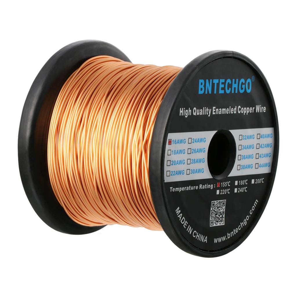 BNTECHGO 16 AWG Magnet Wire - Enameled Copper Wire - Enameled Magnet Winding Wire - 3.0 lb - 0.0492" Diameter 1 Spool Coil Natural Temperature Rating 155℃ Widely Used for Transformers Inductors