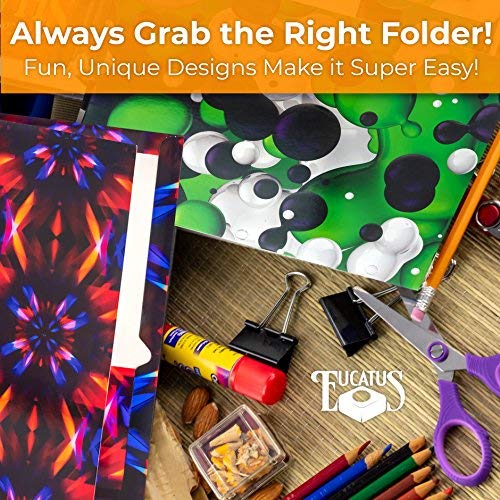 image for Eucatus Premium 2 Pocket Laminated Folders 6 Pack. Our 3 Hole, 12-1/2 