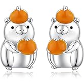 Sterling Silver Capybara Earrings Hypoallergenic Capybara Stud Earrings for Women Cute Animal Jewelry Gifts for Daughter Friend Animal Lover