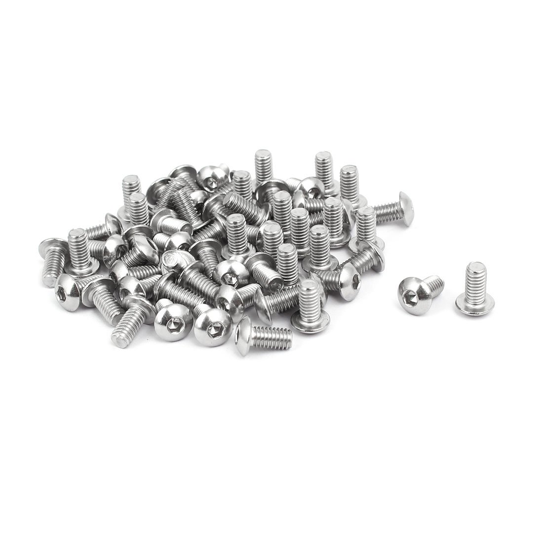 sourcingmap M4x8mm 304 Stainless Steel Button Head Hex Socket Cap Screws Bolts 60pcs