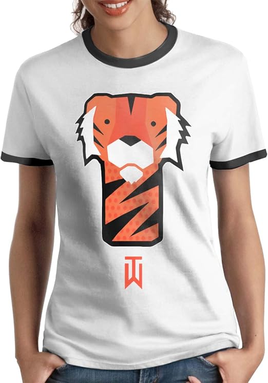 Tiger Woods Frank Woman's Crew Neck Short Sleeve Blouse Ringer T Shirt at Amazon Womenâs 