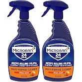 MICROBAN Multi-Purpose Cleaner, 32 oz., 2 Pack, Citrus, Penetrates Soap Scum, Greasy Soils and Reduces Odors, Keeps Killing 99.9% of Bacteria and Viruses for up to 24 Hours