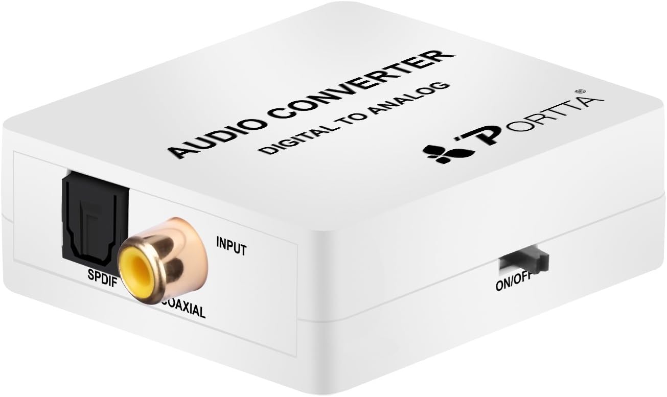 Portta Optical SPDIF/Coaxial Digital to RCA L/R Analog Audio Converter