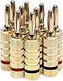 Monoprice 109436 Gold Plated Speaker Banana Plugs – 5 Pairs – Closed Screw Type, For Speaker Wire, Home Theater, Wall Plates And More