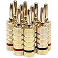 Monoprice Gold Plated Speaker Banana Plugs – 5 Pairs – Closed Screw Type, For Speaker Wire, Home Theater, Wall Plates And Mor