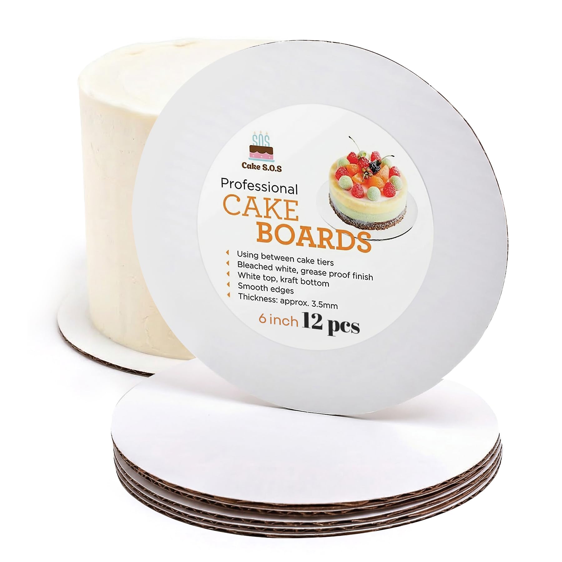 6" Round Coated Cakeboard, 12 ct.