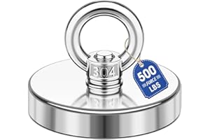 Junarter Neodymium Fishing Magnet, 500 lbs Strong Magnet Fishing, Magnetic Fishing Magnets, Rare Earth Magnet with Countersunk Hole Eyebolt for Retrieving Items in Lake, Beach, Lawn 2.36’’(60mm)