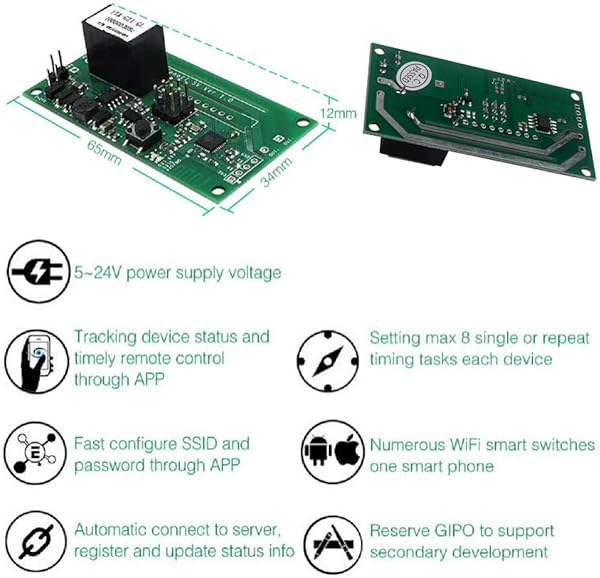 Sonoff SV Safe Voltage WiFi Switch Inalmbrico Smart Home Mdulo DC 5V 24V Aplicacin del telfono Control remoto Soporte Desarrollo secundario para Amazon Alexa Asistente Google Nest DIYmalls