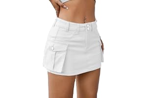 Low Waist Cargo Skirt Women Button Mini Cargo Denim Skirt with Pocket Mini Skirt