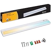 Ansen Hardwired Under Cabinet Lighting, 24in 18W LED Light for Kitchen/Closet, 1237lm, CRI>92, R9>90, 3 Color Temperature, Di