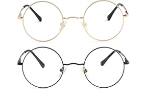 Kursan Small Round Clear Lens Glasses Non Prescription Circle Metal Frame Costume Glasses